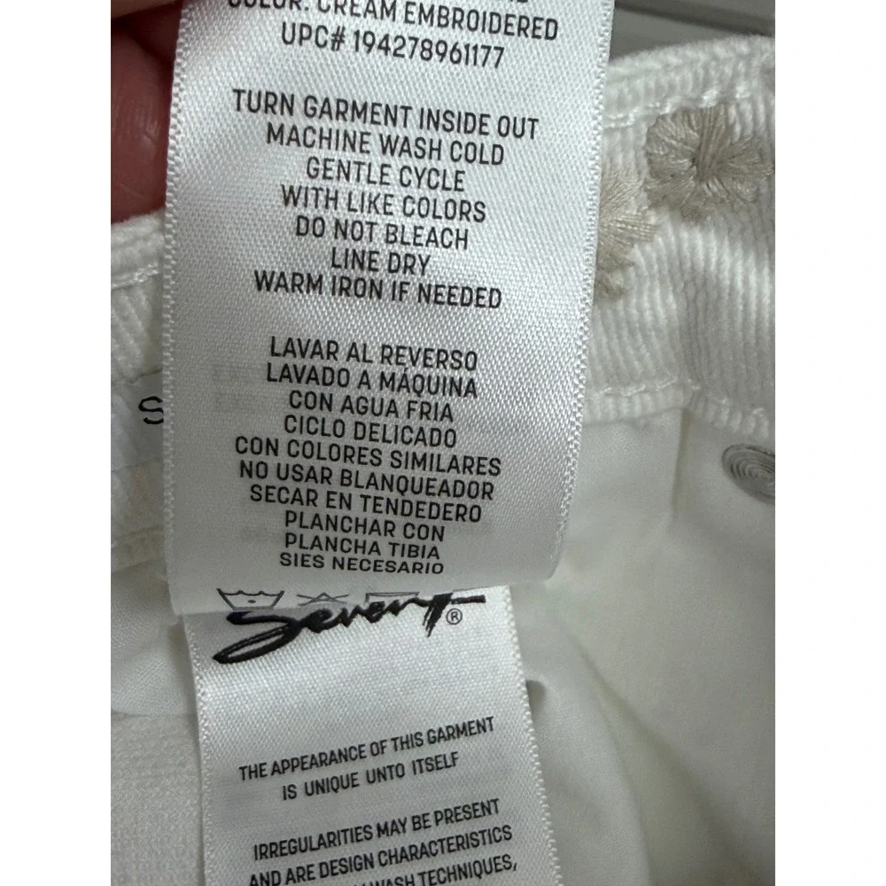 Seven7 Floral Embroidered Skinny‎ Jeans Womens 6 White Excellent High Rise Pants